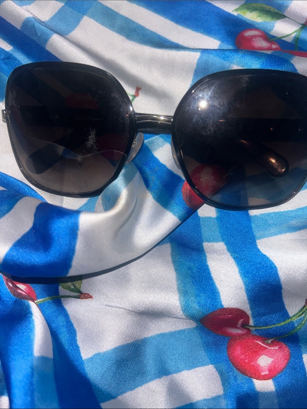 Salvatore Ferragamo Black Gradient Oversized Women's Sunglasses